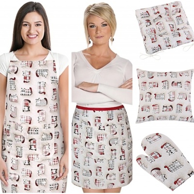 Bellatex zástěra Ema ČERVENÁ KOČKA béžová