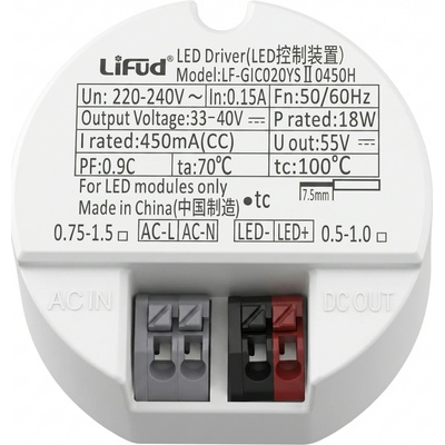 Napájecí zdroj LiFud 18 W, 180-265VAC/33-40VDC, 450 mA
