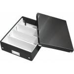 Leitz Кутия за съхранение Leitz WOW Click & Store Organizer, Ламиниран картон, Частично рециклирана, С капак, 28x10x37 см, Черен