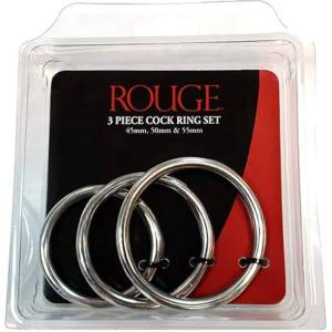Rouge Stainless Steel 3 Piece Cock Ring Set (45/50/55mm)