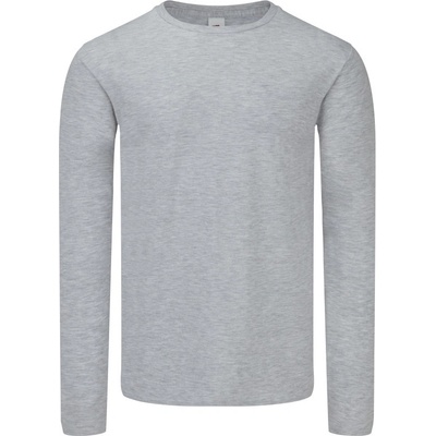 Fruit of the Loom tričko Iconic 150 LSL T dlouhý rukáv krátký rukáv pánské melír šedé