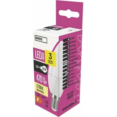 Emos žiarovka LED CLS CANDLE 6W E14 teplá biela