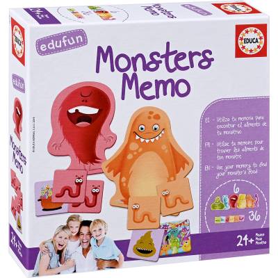 Educa Детски пъзел Educa от 40 части - Мемо чудовища, игра с карти (EDU18126)
