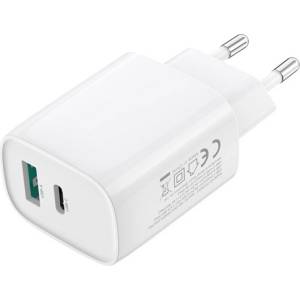 XO Зарядно устройство за електрическата мрежа XO CE29 USB+Type-C гнездо 20W, PD бързо зарядно устройство 3.0, БЯЛО XO-CE29 (XO-CE29)