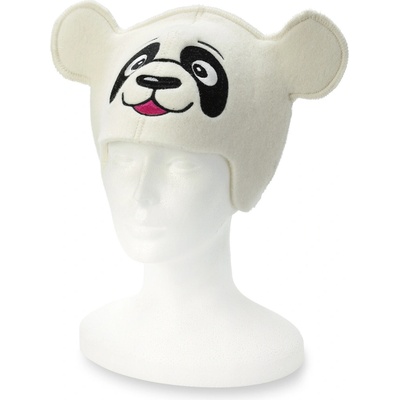 Wooline Čepice Panda bílá ouška krémová
