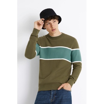 Celio Мъжки раиран пуловер в цвят каки Celio Celio | Zelen | МЪЖЕ | S
