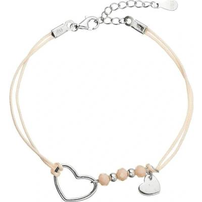 Evolution Group Pavona Béžový textilní náramek se srdíčky 13053.3