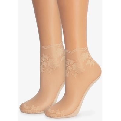 Marilyn dámske silonkové ponožky s kvetinovým vzorom E21 Beige