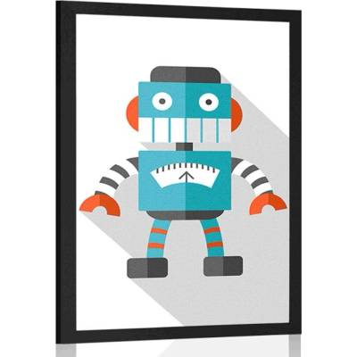 Plakát modrý robot na bílém pozadí - 60x90 no frame