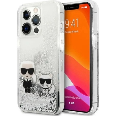 KARL LAGERFELD Калъф Karl Lagerfeld Liquid Glitter Karl&Choupette за iPhone 13 Pro Max 6.7" - сребрист (3666339027360)