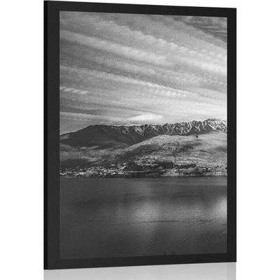 Plakát podvečerní černobílé jezero - 20x30 black
