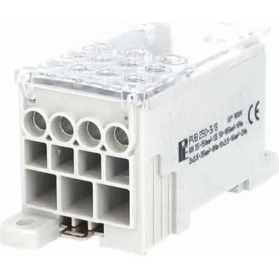Pollmann Elektrotechnik 1004011 Blok pro rozdělení fází PVB 250-3/8, 1pól., AL/CU, 250A, 690V, šedý, na DIN,