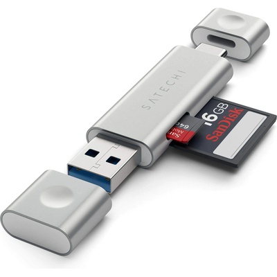 Satechi USB-C Card Reader USB 3.0 - четец за microSD и SD карти памет за мобилни устройства (сребрист)
