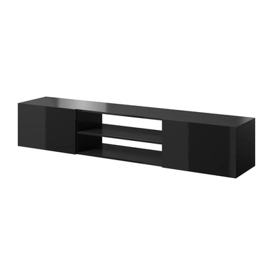 Cama MEBLE RTV шкаф SLIDE 200K 200x40x37 см изцяло в гланцово черно (SLIDE 200K CZ)