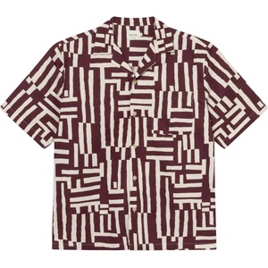 DEDICATED Мъжка риза с копчета DEDICATED Shirt Marstrand Shirt - Lines & Sticks Fig Red (033-2518-0312)