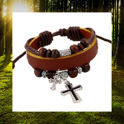 DN kožený náramok s korálkami Handmade 12 mix farieb