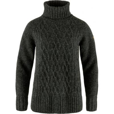 Fjällräven Дамски вълнен пуловер Fjällräven Women's Övik Cable Knit Roller Neck Wool jumper - Dark Grey (105-4008-0614)