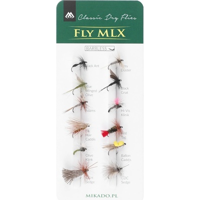 Mikado Sada Umělé Mouchy Dry Flies Barbless- 1 ks