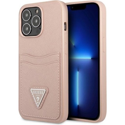 GUESS Кейс Guess GUHCP13LPSATPP за iPhone 13 Pro / 13 6.1", розов / розов, твърд, SaffianoTriangle Logo Cardslot (3666339048143)