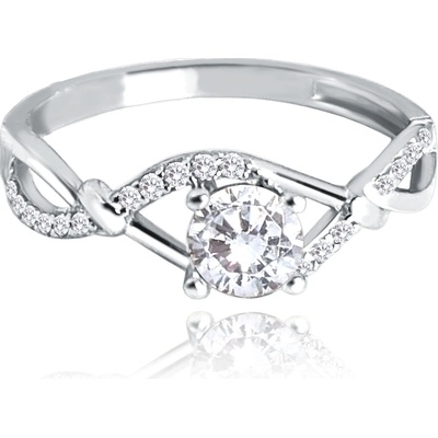 Minet Zlatý zásnubní prsten z bílého zlata s bílým zirkonem JMG0213WSR