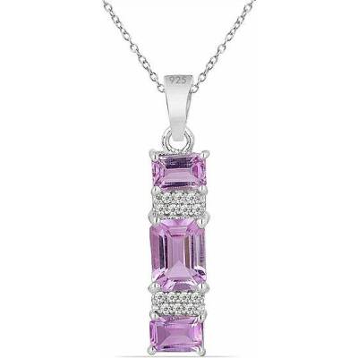 Nefertitis Přívěsek stříbrný s broušenými Pink ametysty a zirkony 07885 PAM NF18796