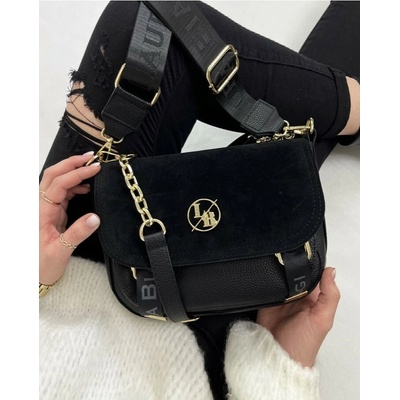 Laura Biaggi Čierna crossbody kabelka s dvoma ramienkami DX-F290-blackMAT