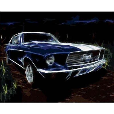zuty Malování Podle Čísel Modré Auto Ford Mustang 40 x 50 Cm Plátno Rám