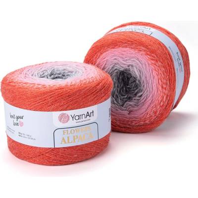 Yarn Art Flowers alpaca 421 šedá, světle šedá, růžová, oranžová