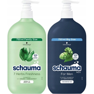 Schauma šampon na vlasy 7 Herbs Men Mix 2 x 750 ml
