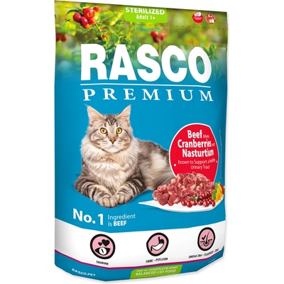 Rasco Premium Cat Kibbles Sterilized Beef Cranberries Nasturtium 0,4 kg