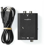 NEDIS ACON2508BK, аналогово-цифров аудиоконвертор, 2x RCA вход - цифров коаксиален/тослинк изход (ACON2508BK)