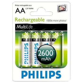 Philips Презареждаеми батерии Philips Rechargeable HR6 AA, 2600 mAh, 4 броя (R6B4B260/10)