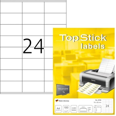 Top Stick Самозалепващи се етикети, A4, 70 х 36 mm, 24 броя, (1540100201)