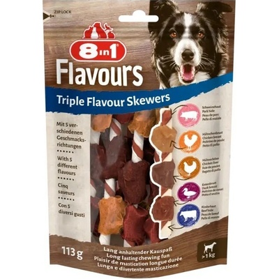 8 in 1 Pet Products GmbH Pochoutka 8in1 Flavours Triple Flav.Skewers 6 ks 113 g