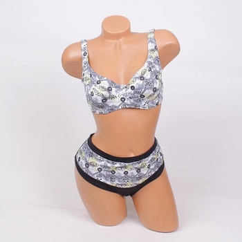 Image 1 of Черен бански с ефектен десен в сиво - чашка С, d и Е