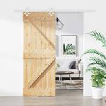 vidaXL Преплъзваща се врата Естествено и бяло 85 x 210 cm (3445096)