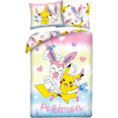 Halantex obliečky z mikrovlákna Pokémoni motív Pikachu a Sylveon 70x90 140x200