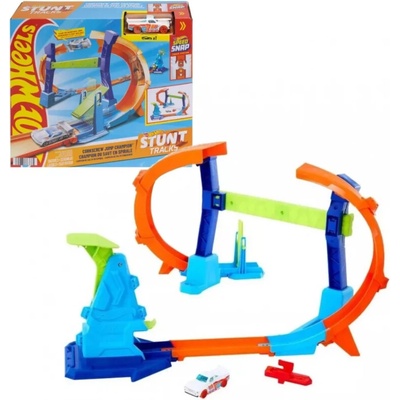 Hot Wheels Hrací set Speed Snap Stunt Tracks Corkscrew Jump Champion