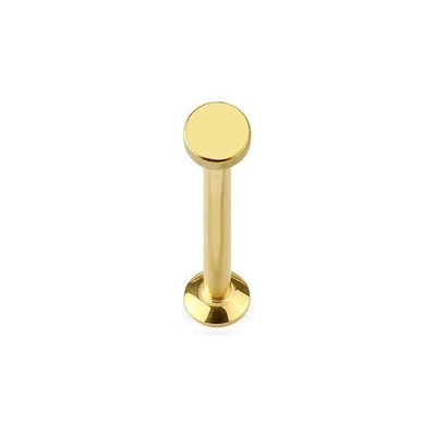 Šperky4U Zlacený piercing do brady labreta 1,2 x 6 mm, kolečko 3 mm LB1029GD-12063