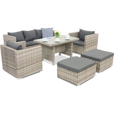 Garden Point Градински мебели от техноратан Roma Apetito 5 + 2 пуфа Garden Point сив (GAP247-5PU)