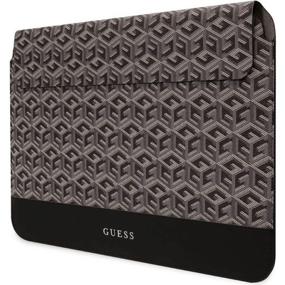 GUESS PU G Cube Leather Laptop Sleeve 14 - дизайнерски кожен калъф за MacBook Air 13, MacBook Pro 13, MacBook Pro 14 и лаптопи до 14 инча (черен)