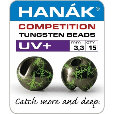 Hanák Competition Tungstenové Hlavičky UV+ Černá & Chartreuse 15ks 2,8mm