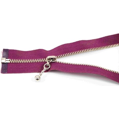 Deliteľný kovový strieborný zips č.3 viac farieb - dĺžka (30 - 85 cm) 60 cm vínová
