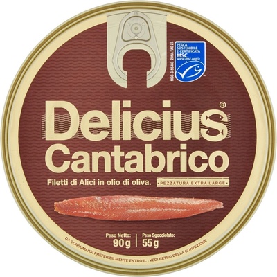 Delicius extra veľké sardely z Kantábrijského mora v olivovom oleji 90g - Kartón (8ks)