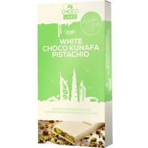 Choco Lake Premium White Dubai Бял шоколад Choco Kunafa & Pistachio Dubai, пълнен с крем от шамфъстък и пълнеж от кунаф 190 г