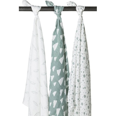 Meyco Feathers-clouds-dots stone green/white 3 ks