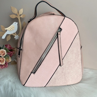 Розова кожена чанта/раница модел-Е7269