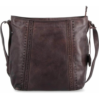 Noelia Bolger Kožená crossbody kabelka so vzorom tmavohnedá