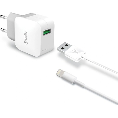 Celly domácí nabíječka 230V 2,4A MFI USB bílá 2-dílná