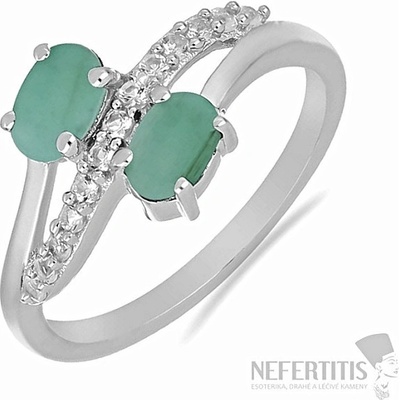 Nefertitis Prsten stříbrný s broušeným smaragdem 026069 EM